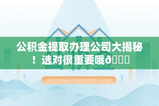 颍泉公积金提取办理公司大揭秘！选对很重要哦😎