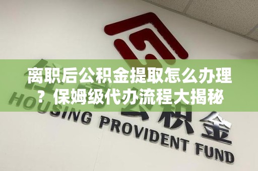 颍泉离职后公积金提取怎么办理?保姆级代办流程大揭秘 颍泉离职后公积金提取怎么办理?保姆级代办流程大揭秘